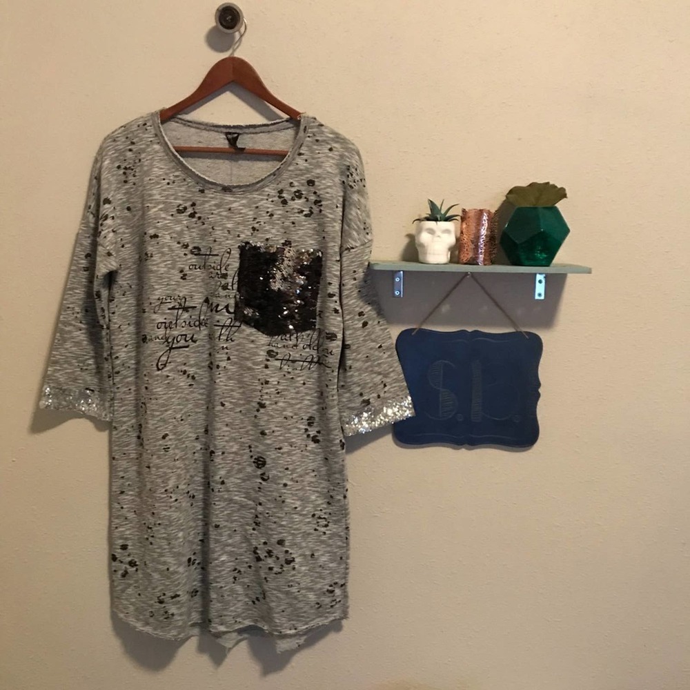 Zarga grey sequin sweater dress size M